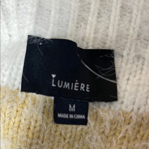 Lumiere White and Brown Crew Neck Sweater - Picture 9 of 9